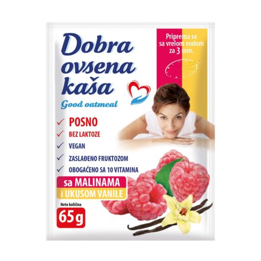 Dobra ovsena kaša sa malinama i ukusom vanile 65g